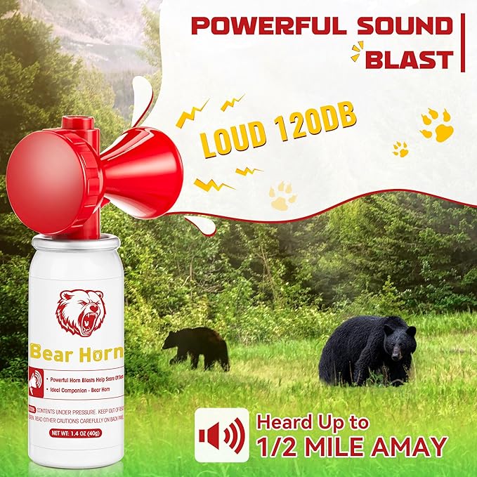 Bear Horn to Scare Bears 1.4oz, Very Loud 120dB Bear Air Horns for Safety for Hiking, Heard Up to