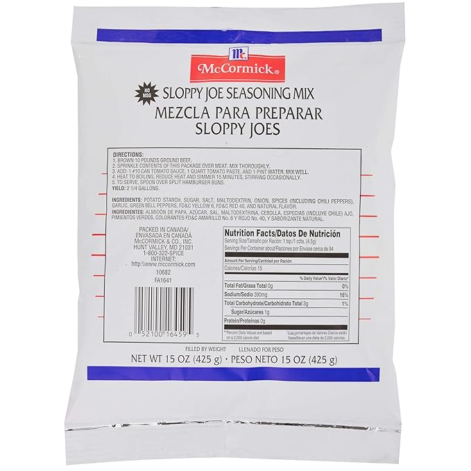 McCormick Culinary Sloppy Joe Seasoning Mix, 15 oz - One 15 ounce Bag of Sloppy Joe Mix, Perfect