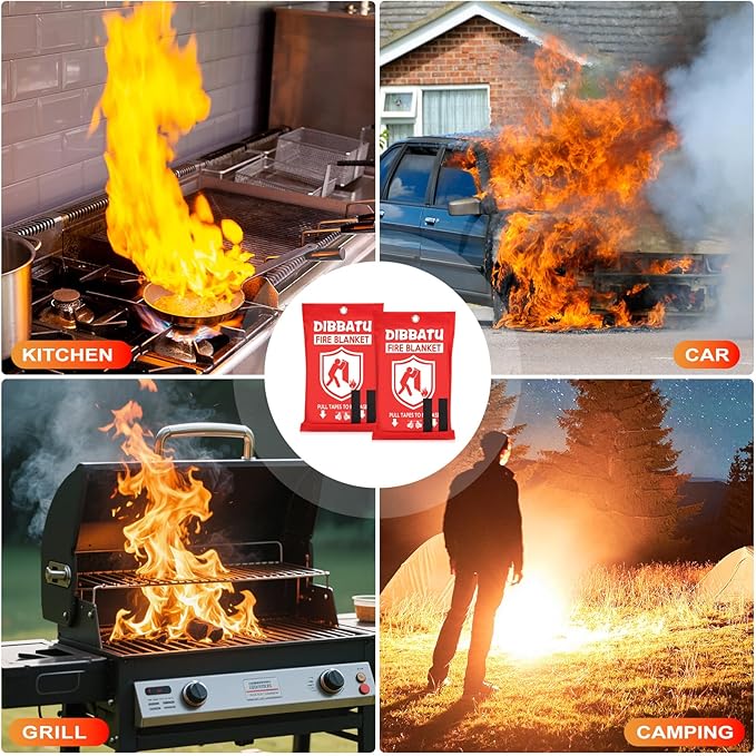DIBBATU Fire Blanket for Home and Kitchen, Fire Blankets Emergency for Home, Emergency Fire
