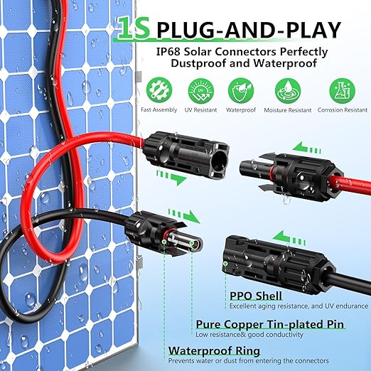 Solar to XT60i Extension Cable 12AWG 30FT XT60i Female to Male Connector for RV Foldable Solar