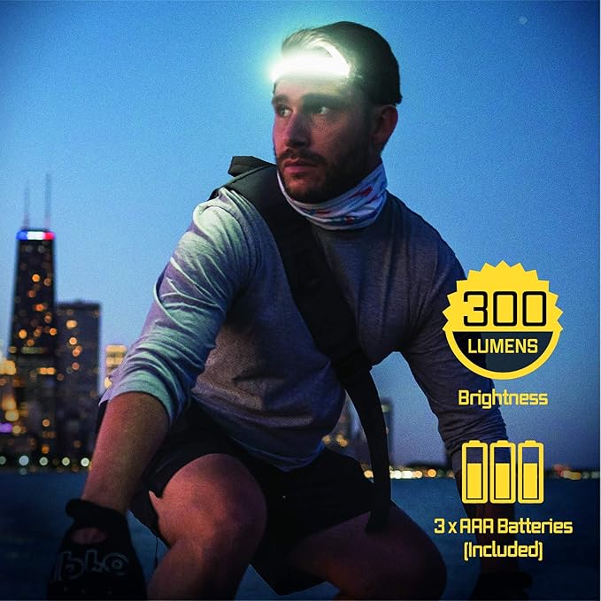 OPTIMAL VENTURES LED Headlamp Liteband Super Lightweight Flex 300 Lumen Bright Head Lamp, AAA