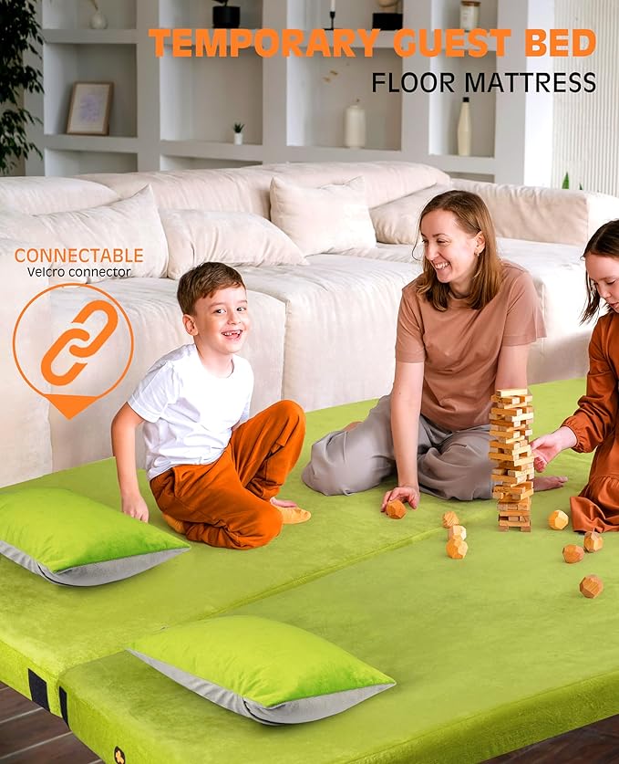 4 Inch GAIALOOP Extra Thick Memory Foam Camping Mattress, Roll Up Floor Sleeping Mat Camp Cot
