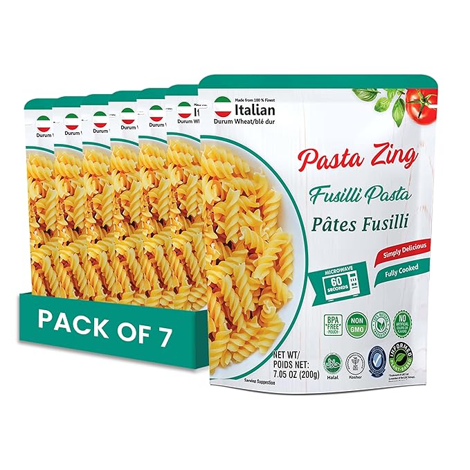 Pasta Zing Fusilli Pasta ??Fully Cooked Spiral Pasta, Microwaveable in 60 Seconds, Made with 100%