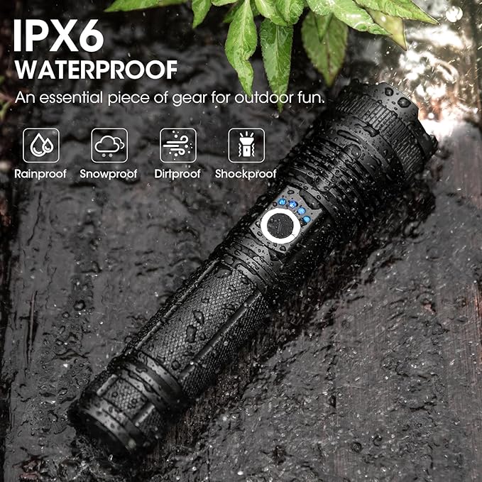 Flashlights Rechargeable LED High Lumens - 4 Pack 90,000LM Super Bright Flashlight, Adjustable