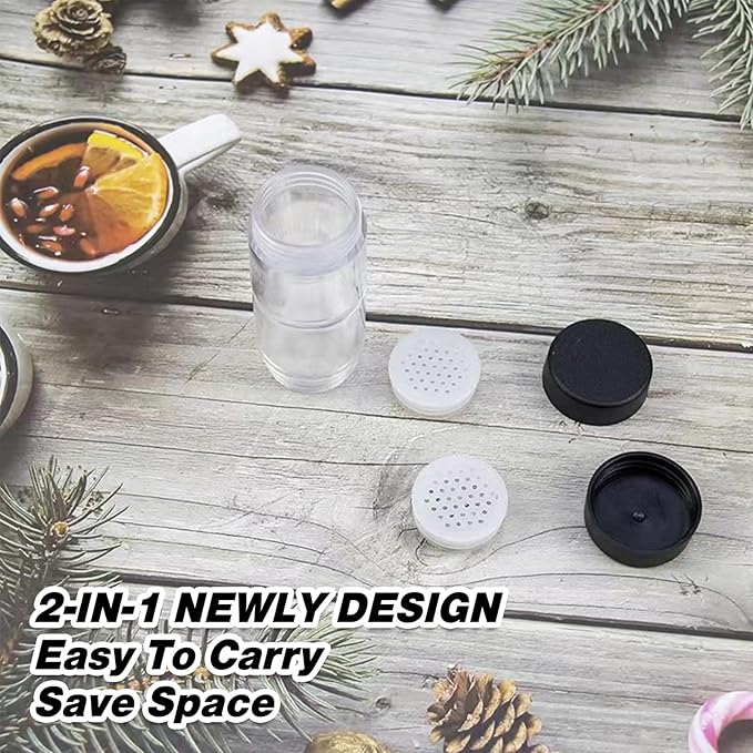 Sunmei Salt and Pepper Shakers Moisture Proof Set, 2-in-1 Portable Spice Shaker with Airtight Lid