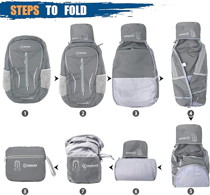 ZOMAKE Ultra Lightweight Packable Backpack 25L, Foldable Hiking Backpacks Water Resistant Small