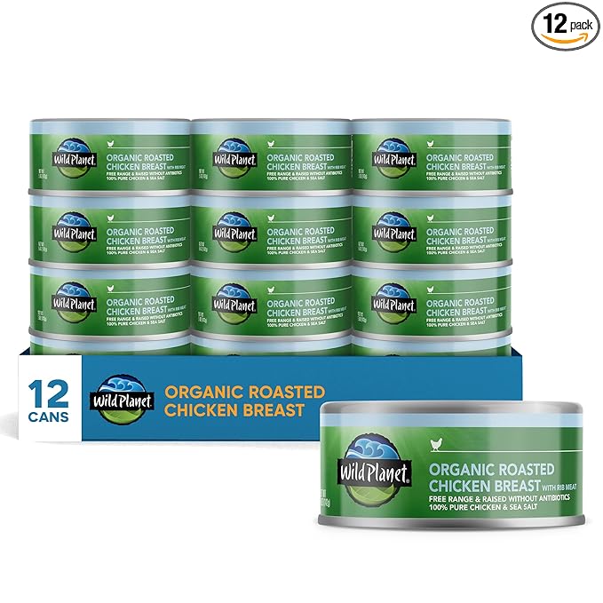 Wild Planet Organic Roasted Chicken Breast With Rib Meat, Skinless and Boneless, Sea Salt, Free