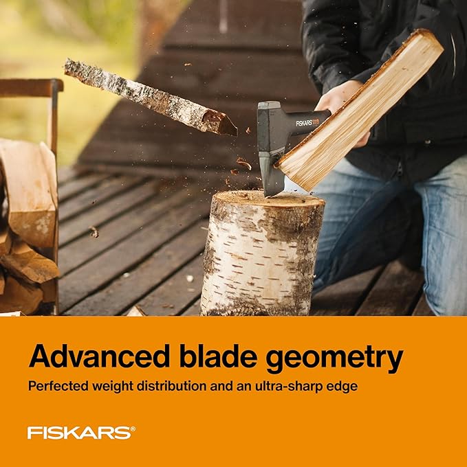 Fiskars X11 Splitting Axe Hatchet, 17" Tree Branch Cutter and Wood Axe for Small Logs with