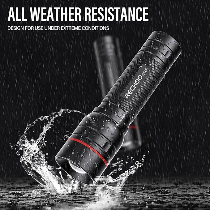 RECHOO Rechargeable Flashlights High Lumens, G1000 Super Bright Flash Light, Small Zoomable Led