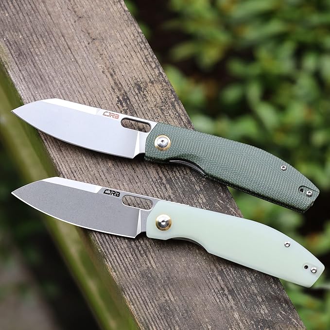 CJRB Pocket EDC Knife - Ekko(J1929) Small Folding Knife AR-RPM9 Steel Blade and Natural Green G10