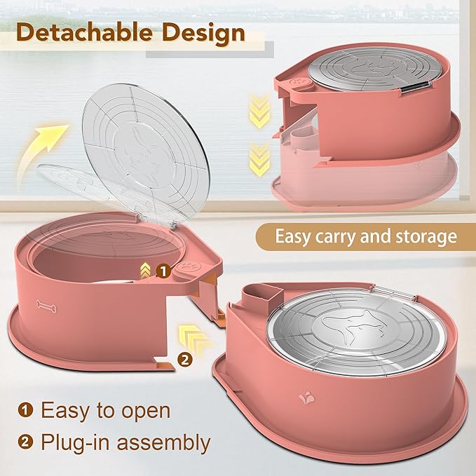 Stainless Steel Dog Bowl Set with Lids, 304 Metal Dual Food & Water Bowls for Dogs & Cats, Large