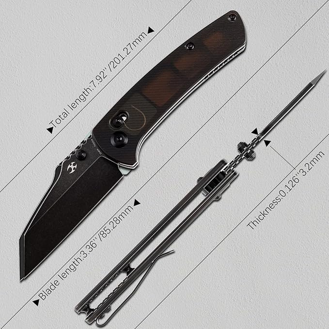 KANSEPT Main Street Pocket Folding Knife, 3.36''Black Ticn Coated 154CM Sharp Blade, Light Brown