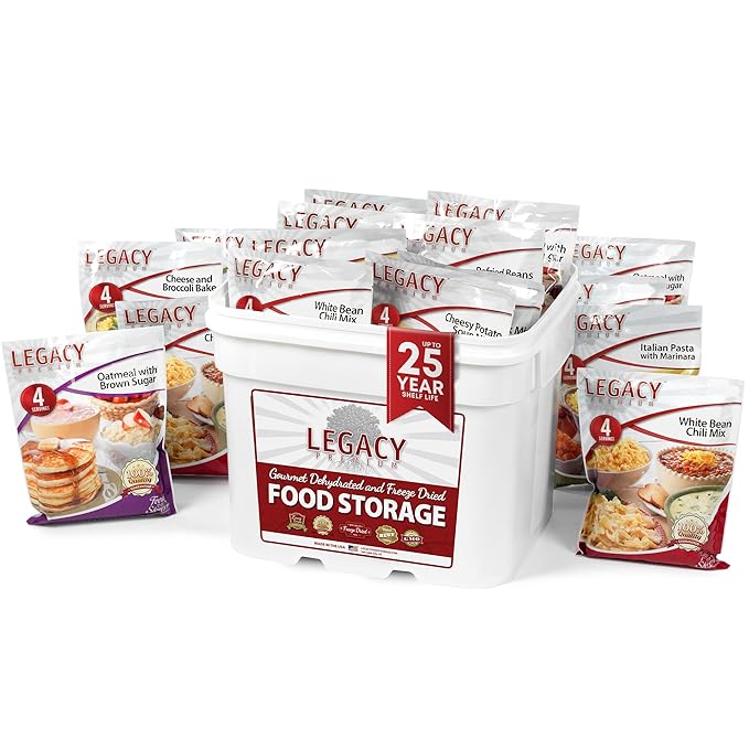 Legacy Food Storage 120 Serving Emergency Food Supply Bucket, 16 Entrees, 48,640 Total Calories