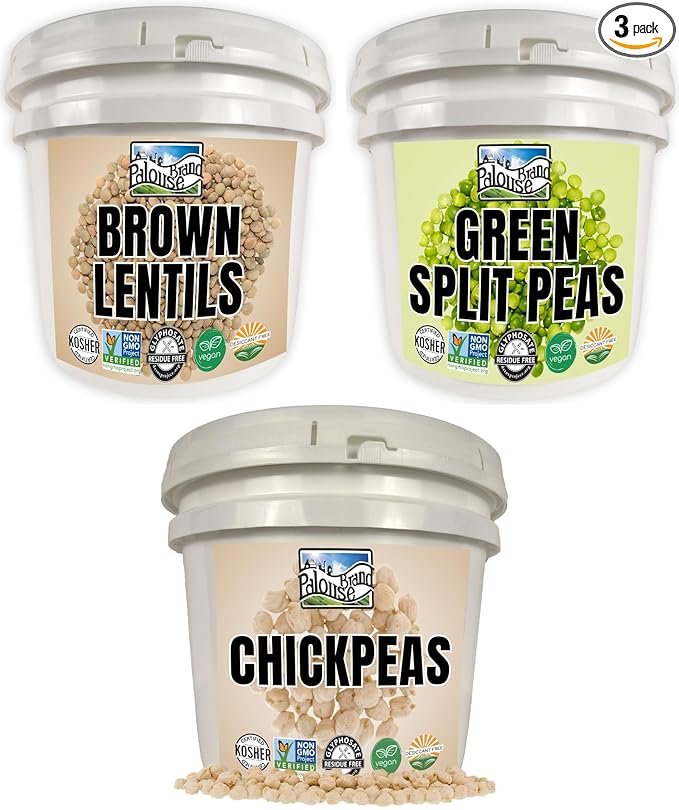 Palouse Brand Emergency Legume Bucket Supply | Certified Glyphosate Residue Free | 75 LBS |
