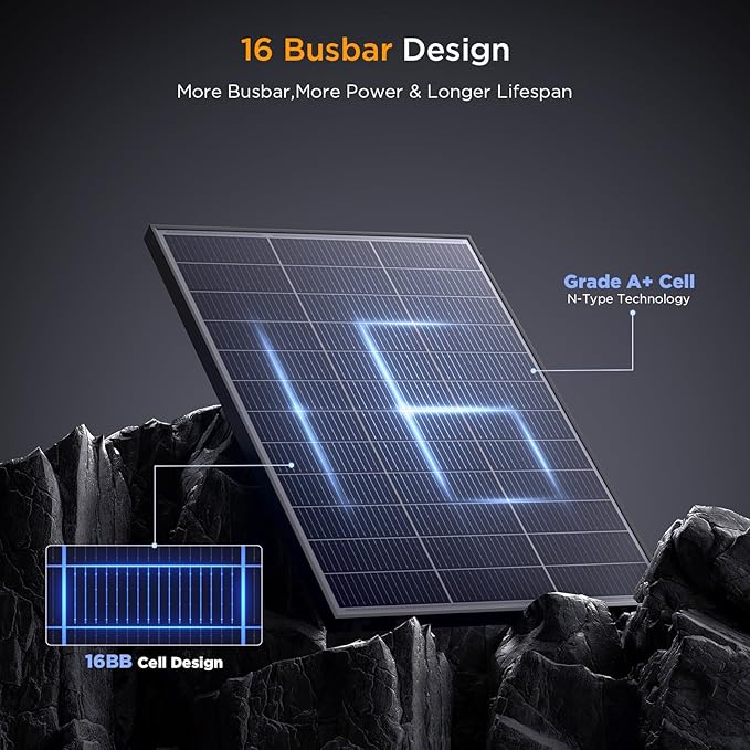 N-Type 16BB 400 Watt Solar Panel, 4Pcs Compact 12V 100W Solar Panel, 25% High Efficiency