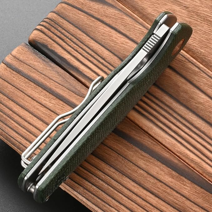 FF5 Folding Pocket Knife, DC53 Steel Blade Micarita Handle with Pocket Clip for Outdoor Camping
