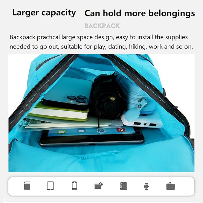 16L Lightweight Foldable Hiking-Backpack Small Packable-Daypack For Travel,Ultralight