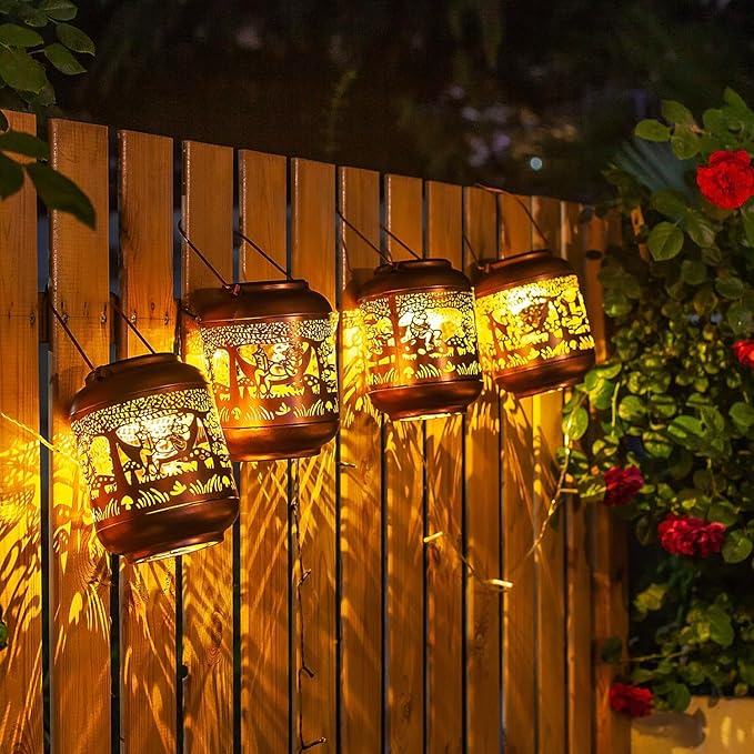 Frog Solar Lanterns Outdoor Waterproof,Hanging Solar Lights Frog Gifts for Women Men Metal LED