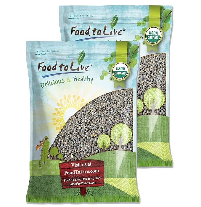 Food to Live Organic French Green Lentils, 20 Pounds ??Non-GMO, Whole Dry Beans, Raw, Sproutable