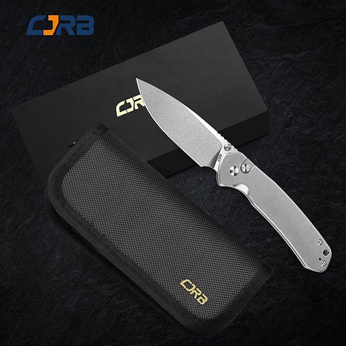 CJRB CUTLERY Pocket Knife Pyrite (J1925L) Button Lock EDC Large Foldable Knife AR-RPM9 Steel Blade