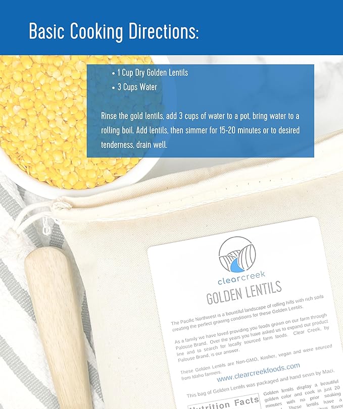 Red Lentils | Green Lentils | Golden Lentils | 12 LBS Total | Non-GMO | 100% Non Irradiated |
