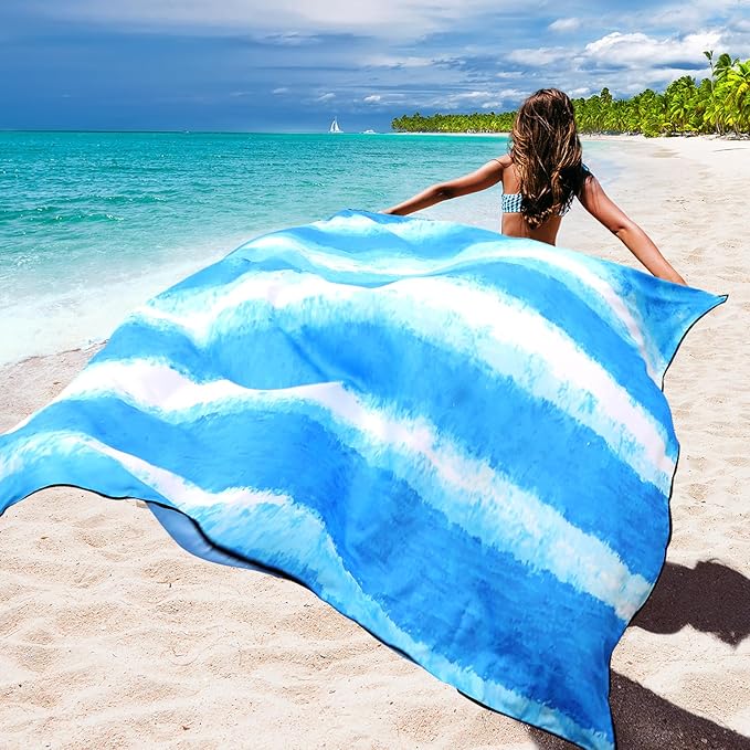 Beach Blanket Waterproof Sandproof Beach Mat 79" X 83"/10'x9'for 2-8 Adults Quick Drying Outdoor