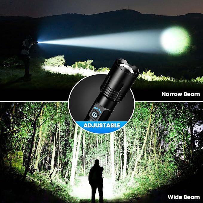 3 Pack Rechargeable Flashlights High Lumens, 99,000 Lumens Super Bright LED Flashlight for Home