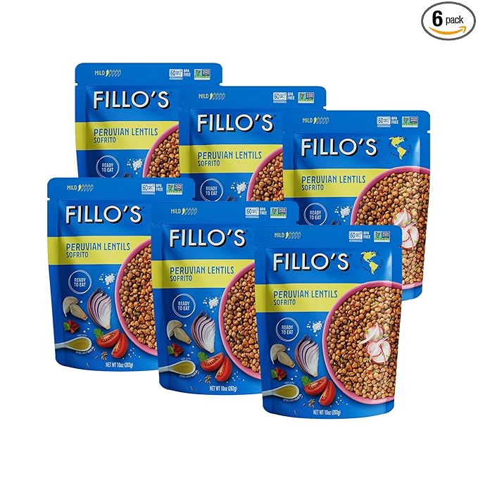 Fillo's Peruvian Lentils - Ready to Eat Lentils, Gluten-Free, Preservative-Free, Microwavable