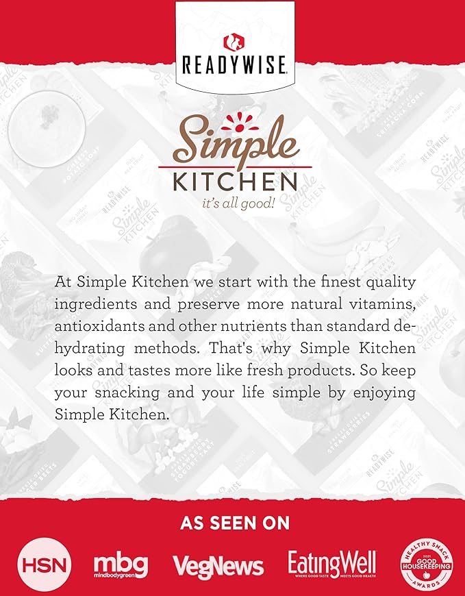 READYWISE - Simple Kitchen Freeze Dried Raspberries, 22 Servings, Vegan, Gluten Free, Healthy