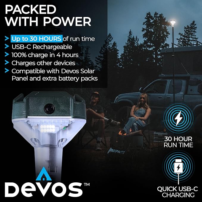 Devos Outdoor LightRanger 800 Lumen Lantern - Rechargeable Telescoping LED Lantern, 30-Hour