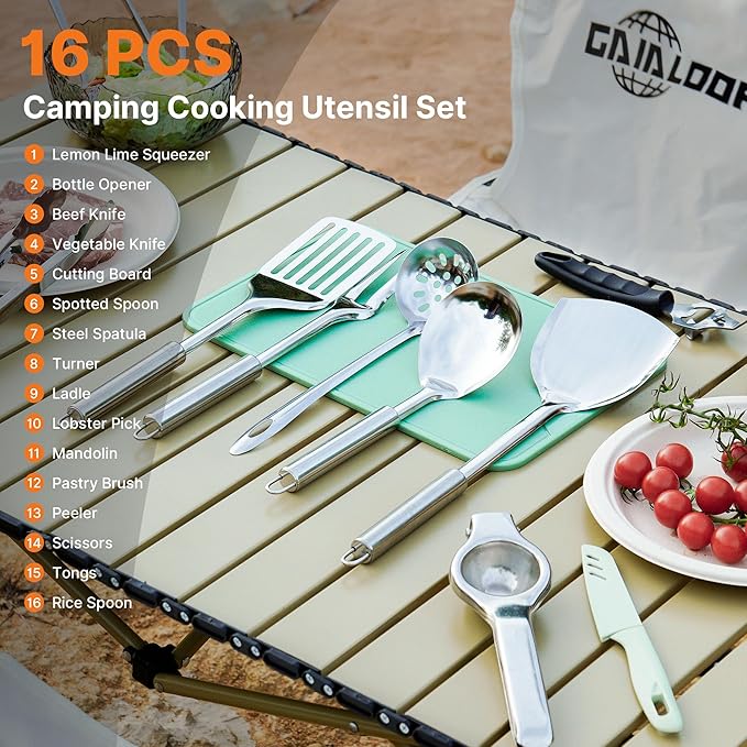 Camping Cooking Utensils Set Grilling Cookware Camp Kitchen Rotating Marshmallow Roasting Sticks