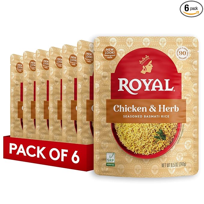 Royal Ready-to-Heat Chicken & Herb Seasoned Basmati Rice (8.5oz, Pack of 6)