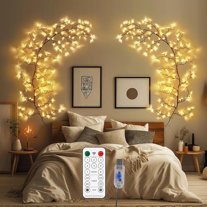 Enchanted Willow Vine Lights for Home Decor with 160LEDs, 8.2FT Wall Decoration Light with 8 Remote