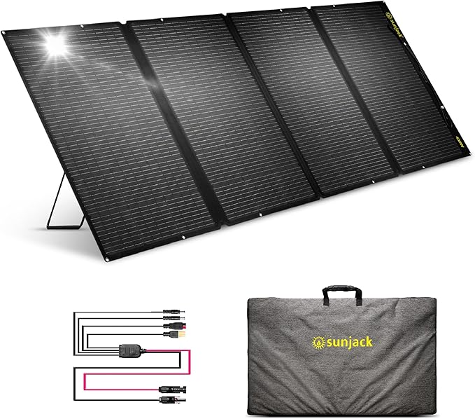 SunJack 400W Foldable Solar Panel Charger, 48V Portable ETFE Solar Charger for Power Station