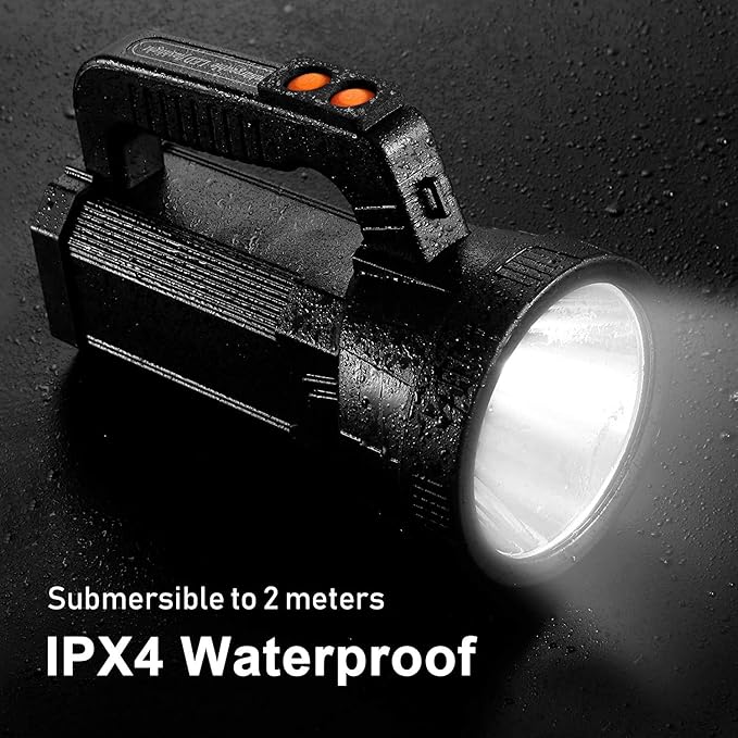 Super Bright LED Spotlight Rechargeable Flashlight 10000 Lumen Handheld Spotlight 10000mAh Long