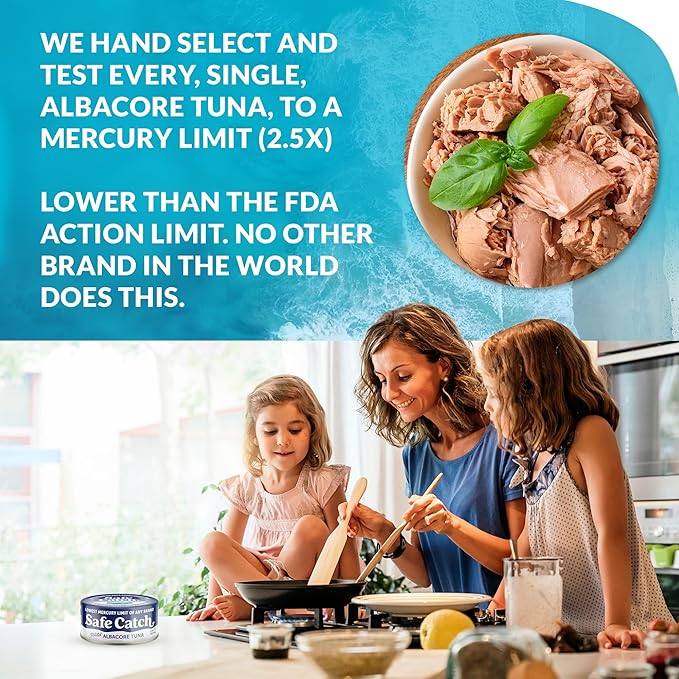 Safe Catch Wild Albacore Tuna Canned Low Mercury Can Tuna Fish Steak Gluten-Free Keto Food Non-GMO