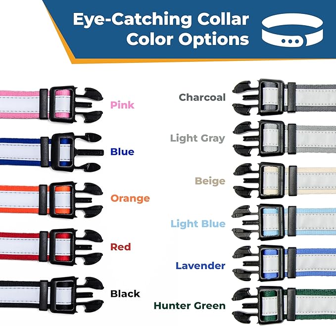 GoTags Reflective Personalized Dog Collar, Custom Embroidered Safety Collar with Pet Name and Phone