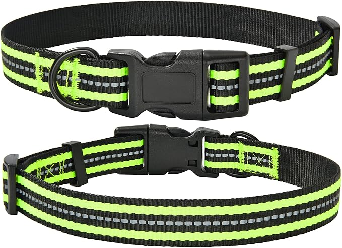 Mile High Life Reflective Dog Collar | Nylon Pet Collars wiith Buckle | Light Weight Puppy Collars