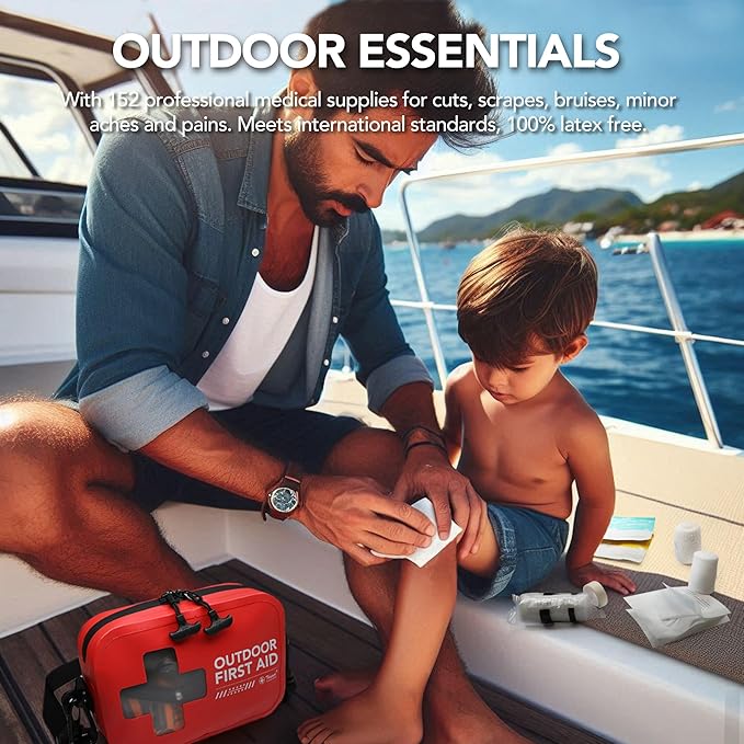 152 PCS Waterproof First Aid Kit, Portable Small Boat Dry Bag Bug Out Bags, Emergency Medical Kit