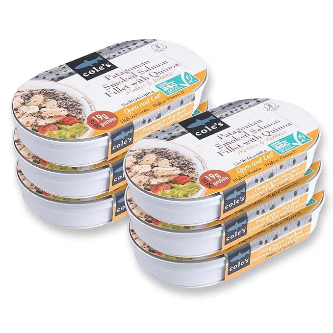 COLE’S - Patagonian Smoked Salmon Fillet with Quinoa| Ready to Eat Meal | 5.6 oz Hand-Packed Canned