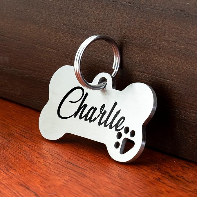Ultra Joys Dog Tags Personalized for Pets - Hollow Paw Custom Pet ID Tag - Engraved Dog Tag for