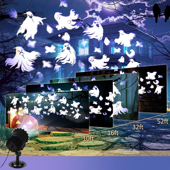 Halloween Projector Light with 1 Film Slides Holiday LED Projector Lights Outdoor Reflectors