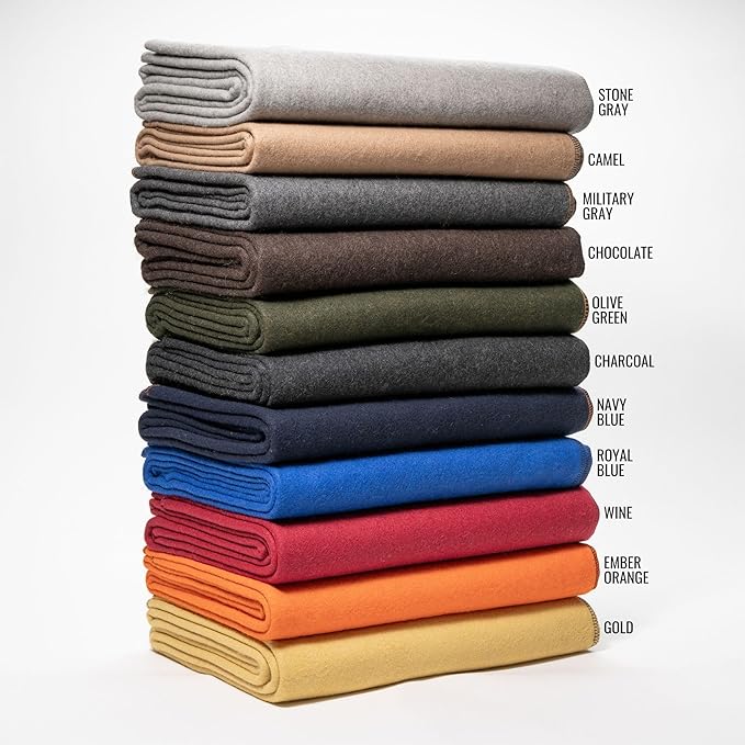 Arcturus Military Wool Blanket - Warm, Thick, Washable - Great for Outdoors, Camping, Stadium