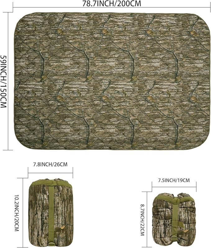 Poncho Liner Military Blanket Outdoor Camping Blankets for Travel, Beach, Grass, Picnic, Car