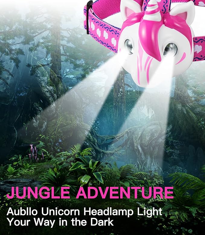 Toys LED Headlamp-Headlamp for Kids Unicorn Toy Head Lamp Flashlight 3 Adjustable Lighting Mode