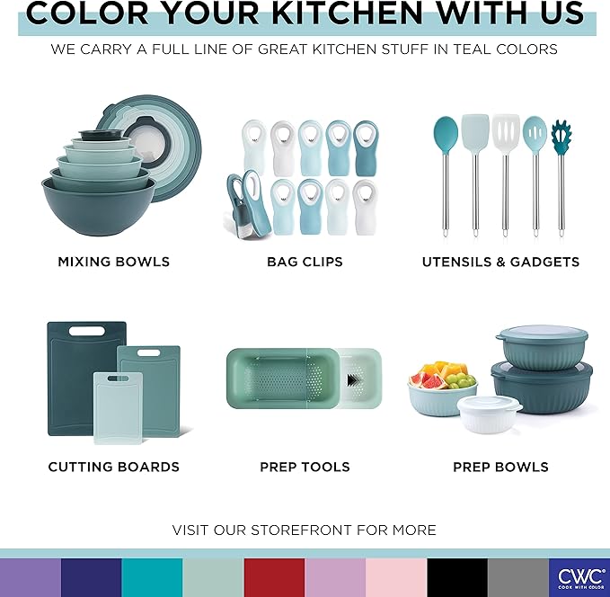 COOK WITH COLOR Silicone Cooking Utensils, Kitchen Utensil Set, Easy to Clean Silicone Kitchen
