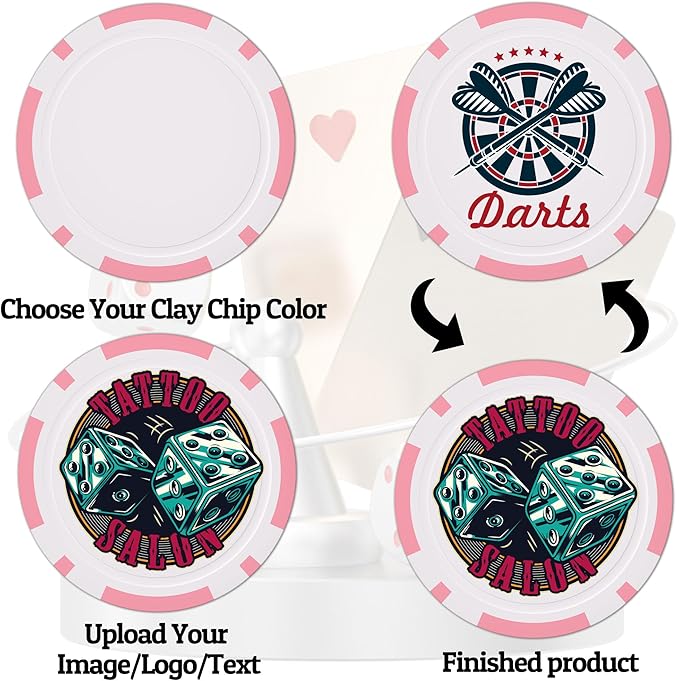 Custom Clay Poker Chips, 11.5Gram Personalized Poker Chips with Full Color Logo,Casino-Grade Monte