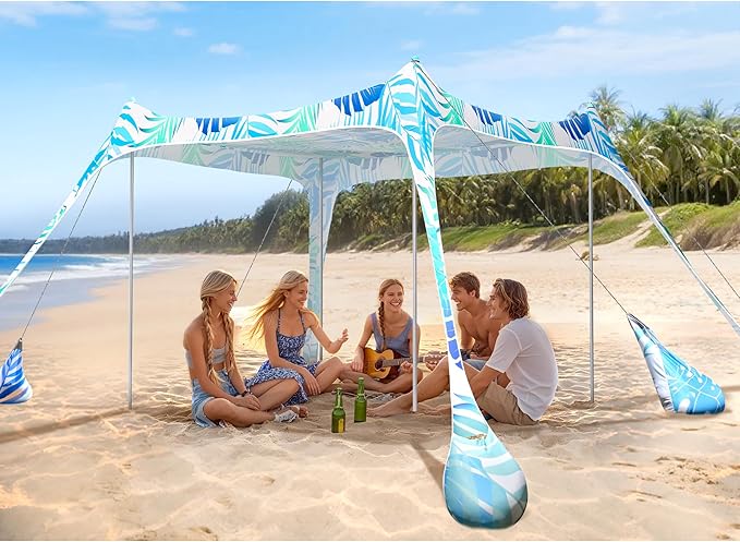 2PM SPORTS Beach Tent Canopy with UPF50+ UV Protection, Outdoor Large Beach Sun Shade Shelter for