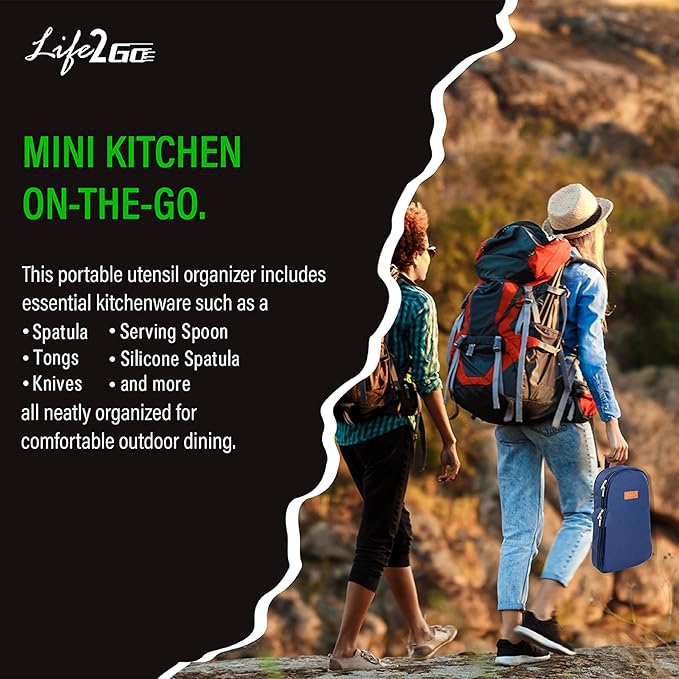12 Pcs Camp Cooking Utensil Set & Outdoor Kitchen Gear Cookware Kit, Portable Compact Carry Case