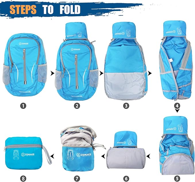 ZOMAKE Ultra Lightweight Packable Backpack 25L, Foldable Hiking Backpacks Water Resistant Small